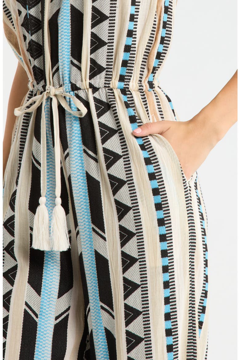 Embroidered Strapless Cover-Up Jumpsuit, Alternate, color, NEUTRAL AZTEC