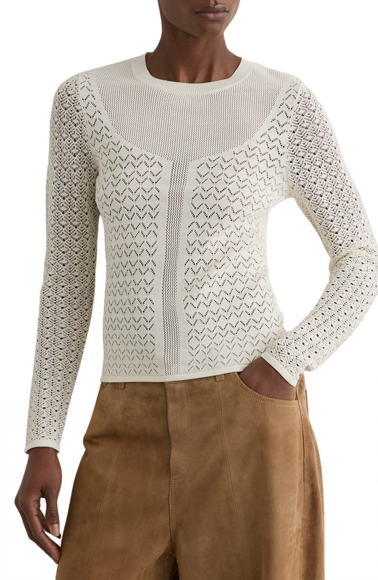 Reiss Bella Pointelle Sweater, Main, color, Ivory