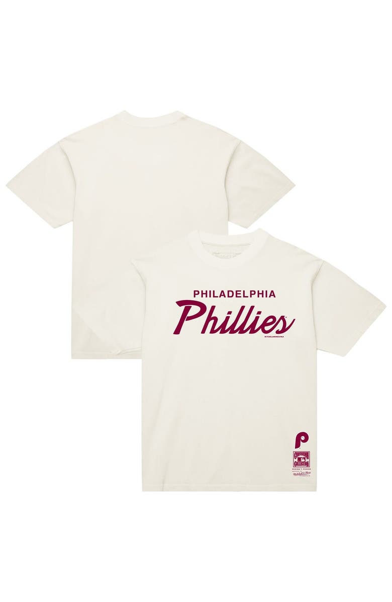 Mitchell & Ness Men's Mitchell & Ness Cream Philadelphia Phillies Vintage Script T-Shirt, Alternate, color, Cream