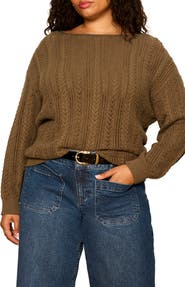 Sanctuary Cable Stitch Pointelle Sweater