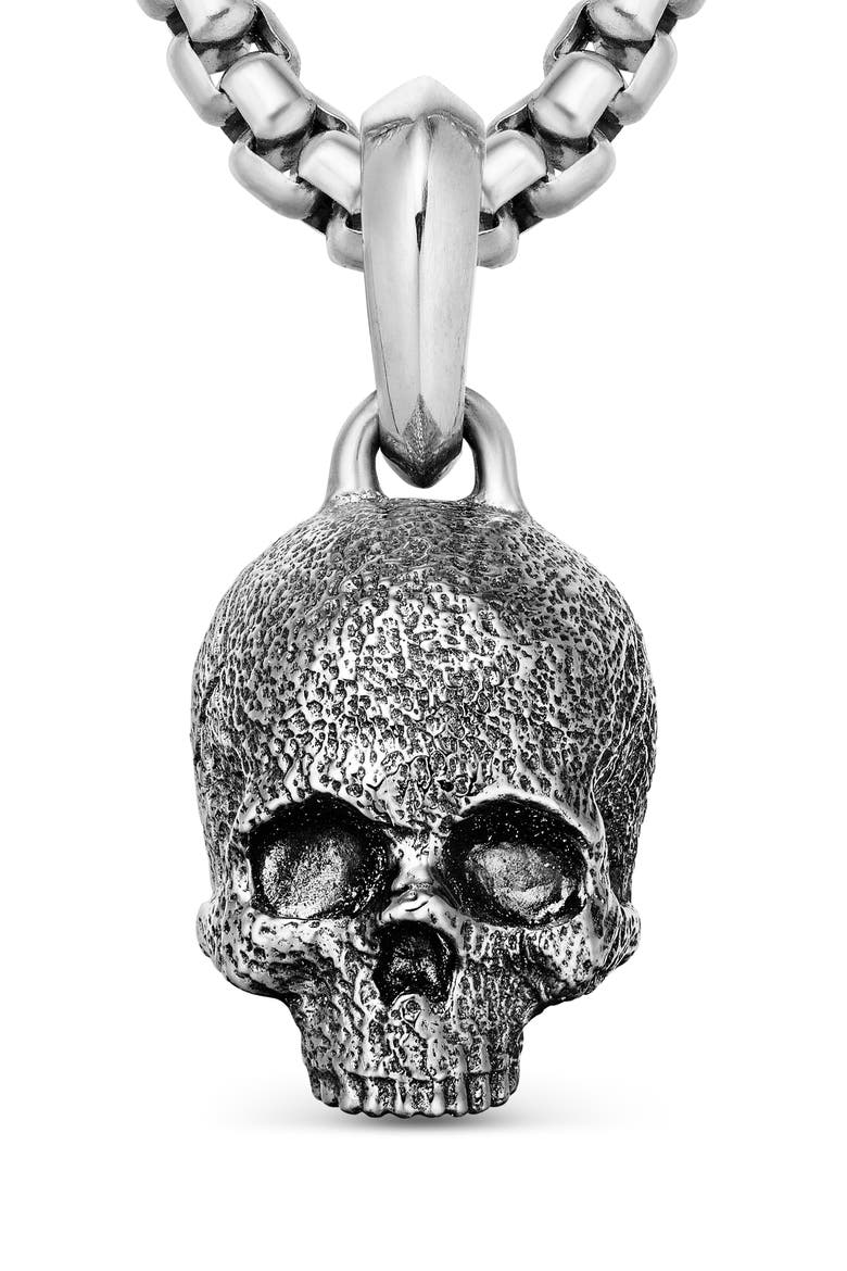 Men's Waves Skull Amulet, Alternate, color, SILVER