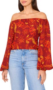 Vince Camuto Floral Off the Shoulder Crepe Top