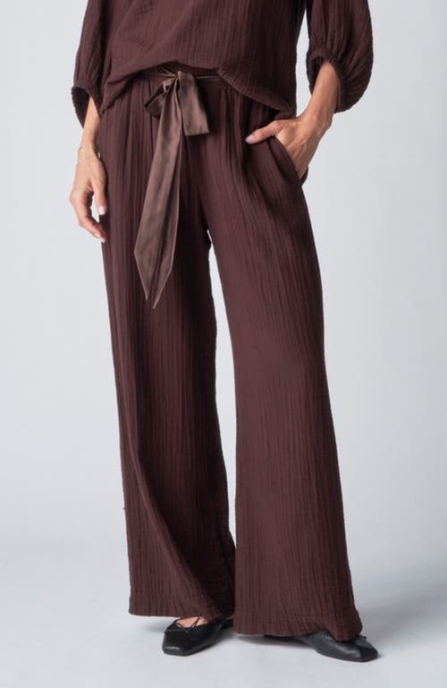 Ocean + Main Ocean+main Gauze Palazzo Pant In Brown