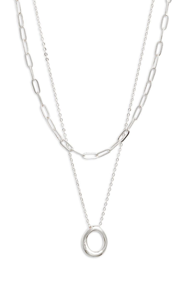 Demi Fine Paper Clip Pendant Necklace, Main, color, STERLING SILVER PLATED
