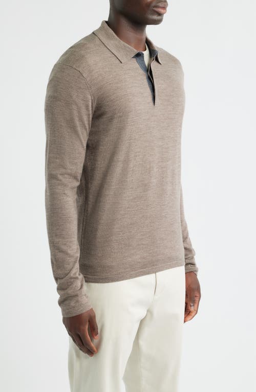 Robert Barakett Thomas Merino Wool Long Sleeve Polo In Brown