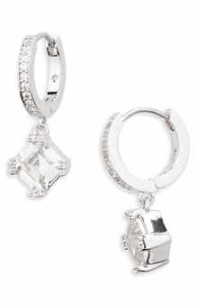 Kate Spade New York crystal drop huggie hoop earrings
