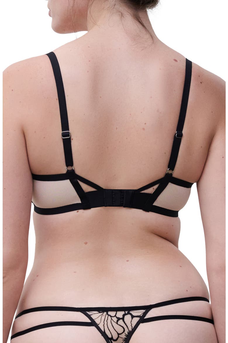 Unlined Underwire Bra, Alternate, color, BLACK/ ROSE