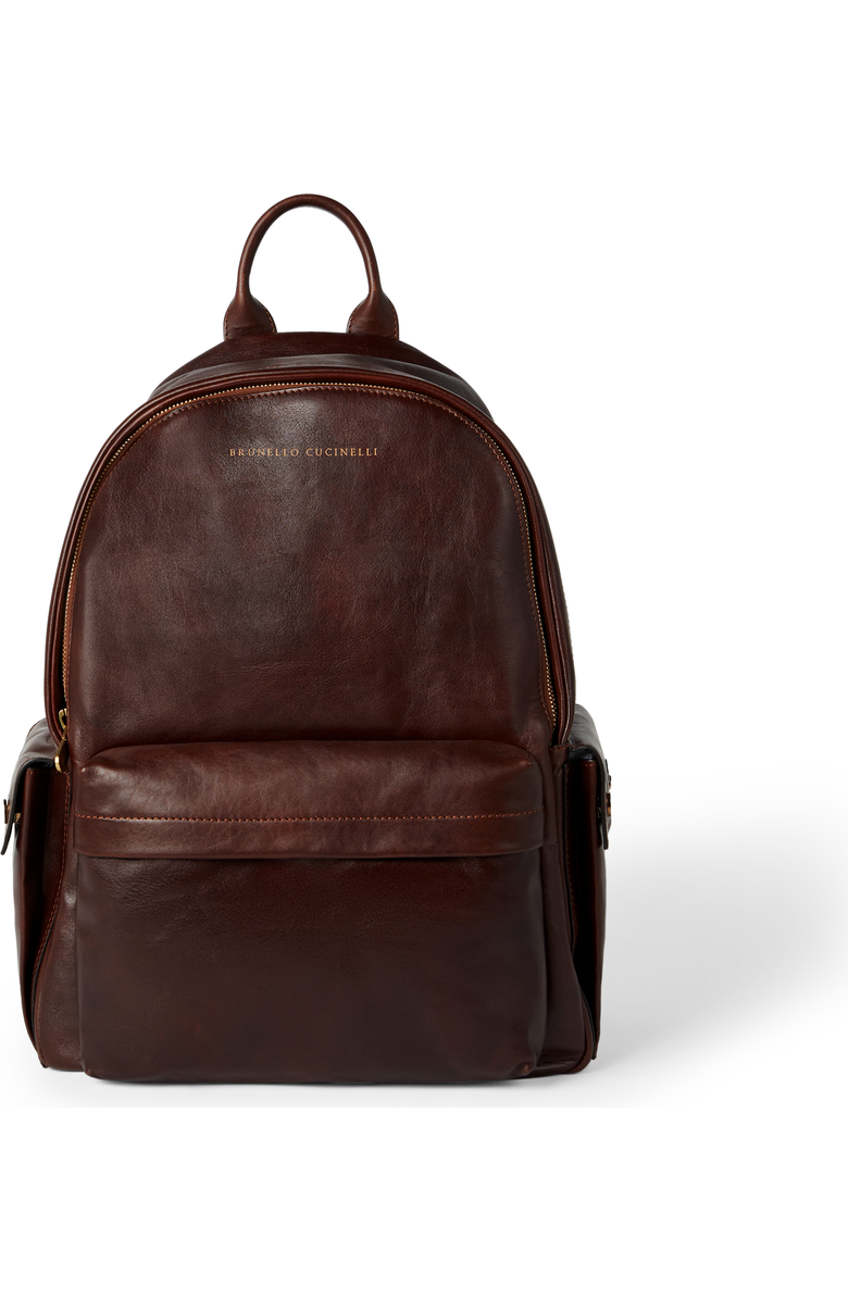 Brunello Cucinelli Calfskin backpack, Main, color, Burgundy