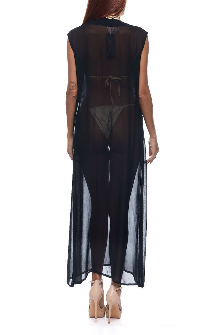 Embellished Sheer Cover-Up Dress, Alternate, color, BLACK