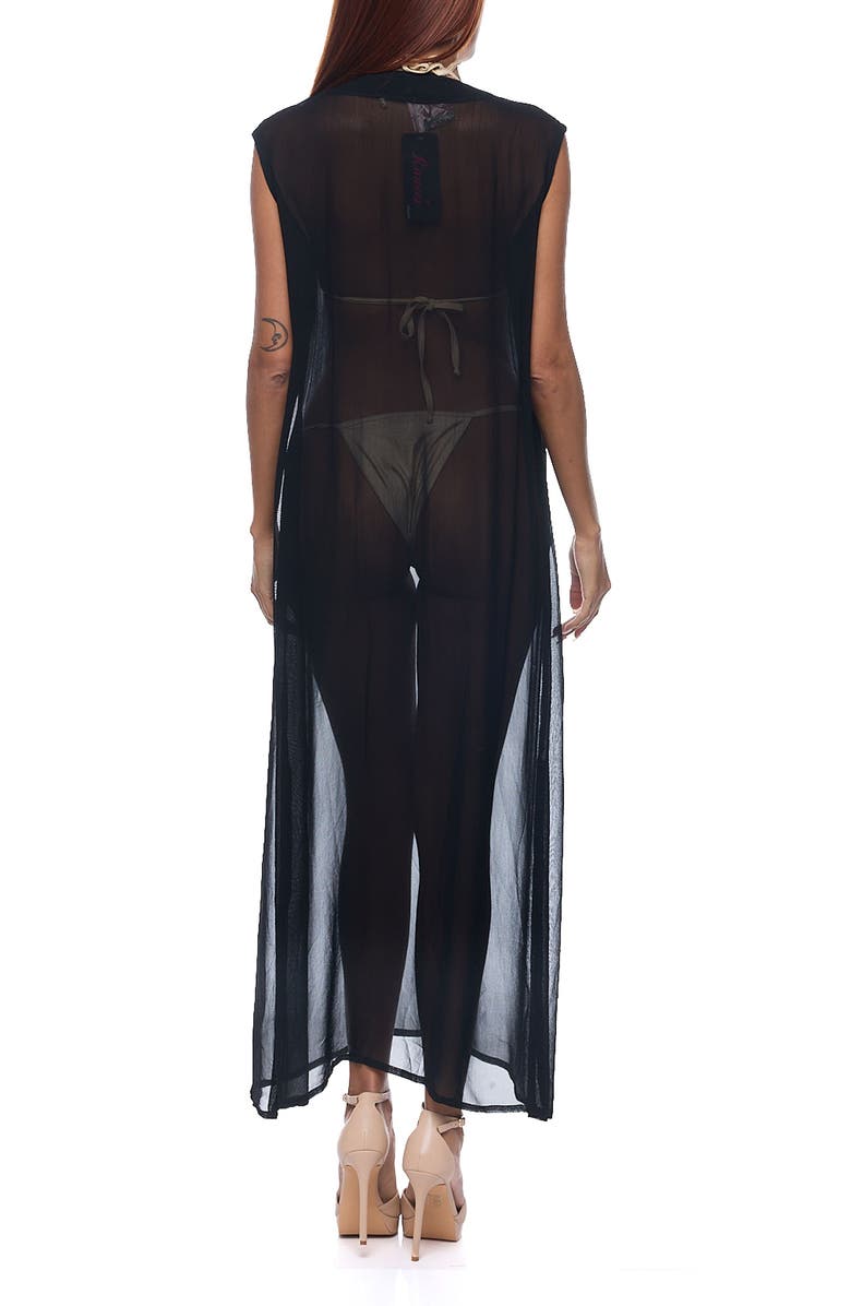 RANEES Embellished Sheer Cover-Up Dress, Alternate, color, Black