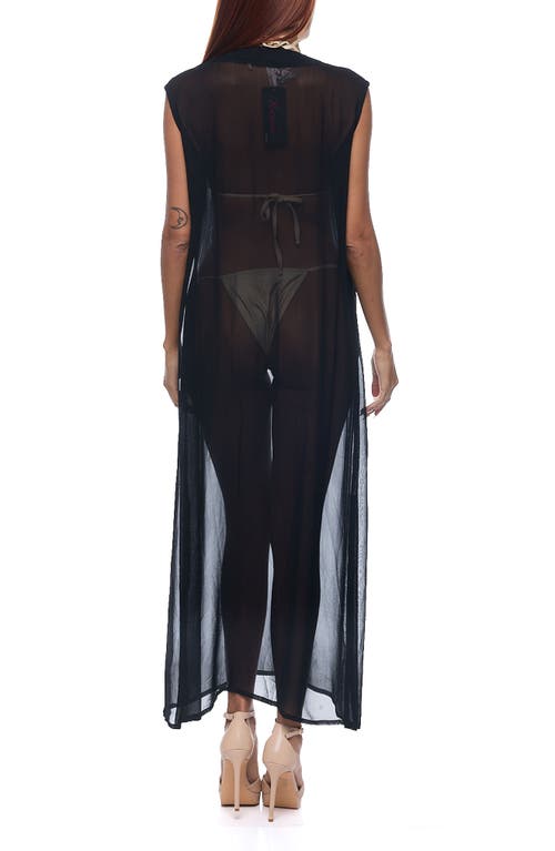 Ranee's Ranees Embellished Sheer Cover-up Dress In Black
