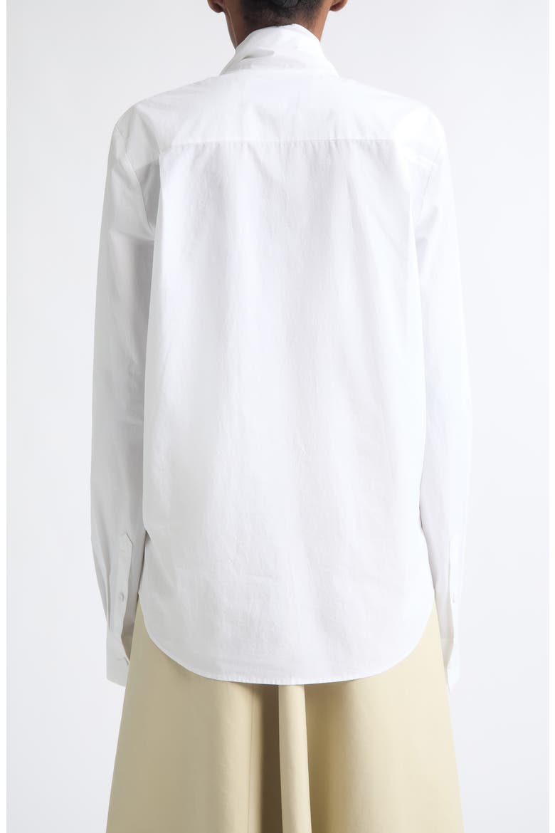 Layered Scarf V-Neck Cotton Blouse, Alternate, color, WHITE