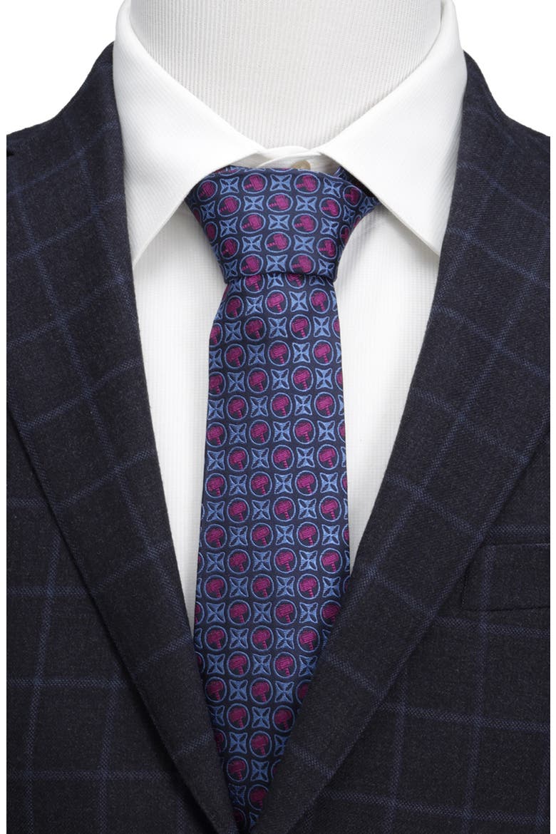 x Marvel Thor Hammer Neat Silk Tie, Alternate, color, BLUE