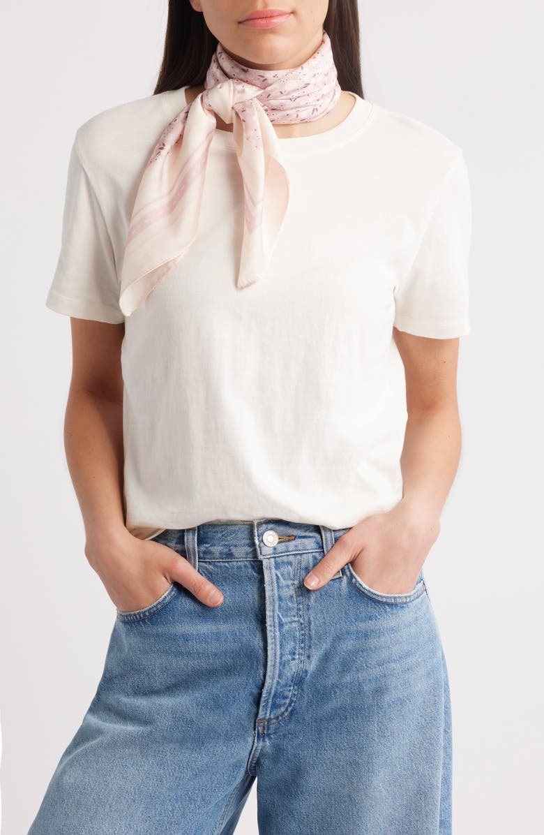 Treasure & Bond Square Satin Scarf, Alternate, color, Pink Babys- Breath