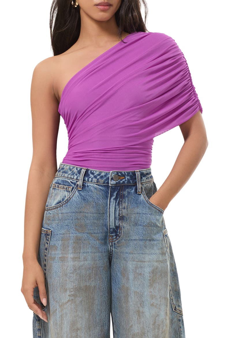 Campbell Ruched One Shoulder Knit Top, Main, color, CACTUS FLOWER