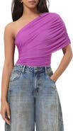 AFRM Campbell Ruched One Shoulder Knit Top