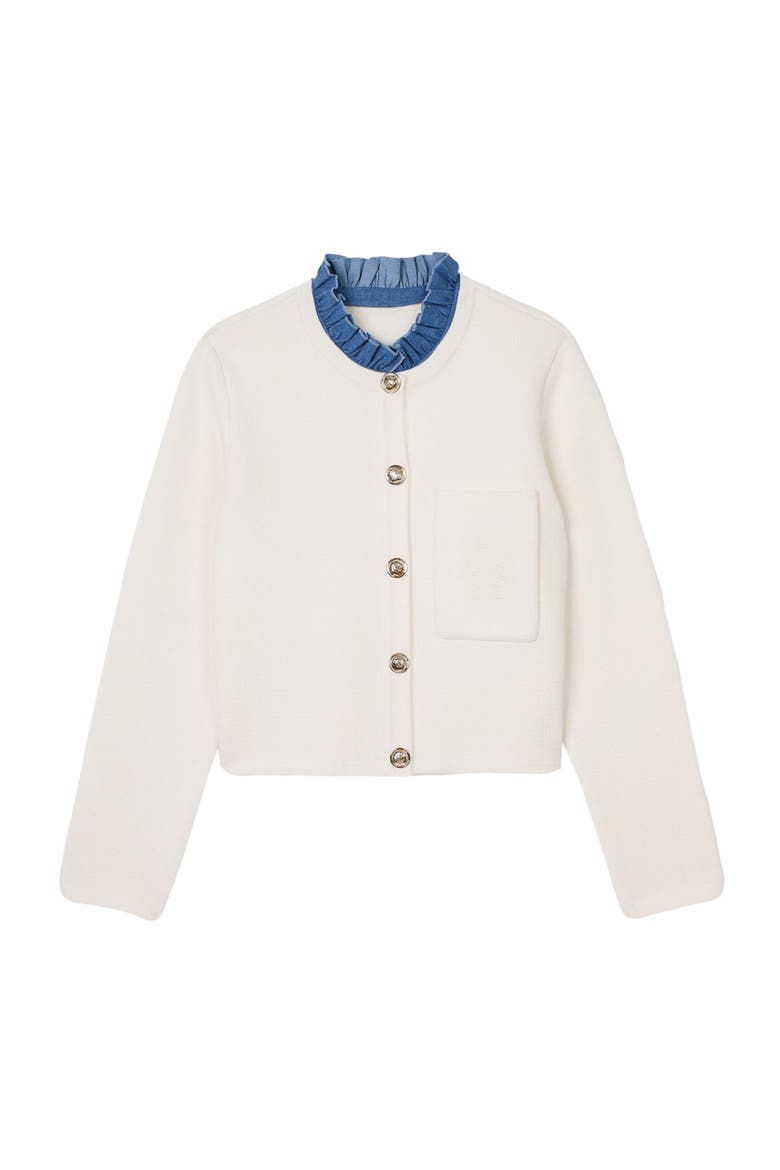 High-neck cardigan, Alternate, color, Ecru