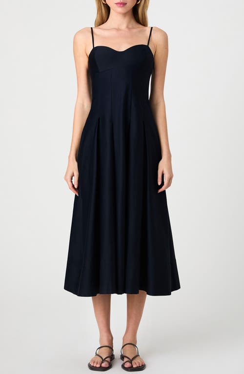 French Connection Pleated Stretch Cotton Sateen Midi Dress