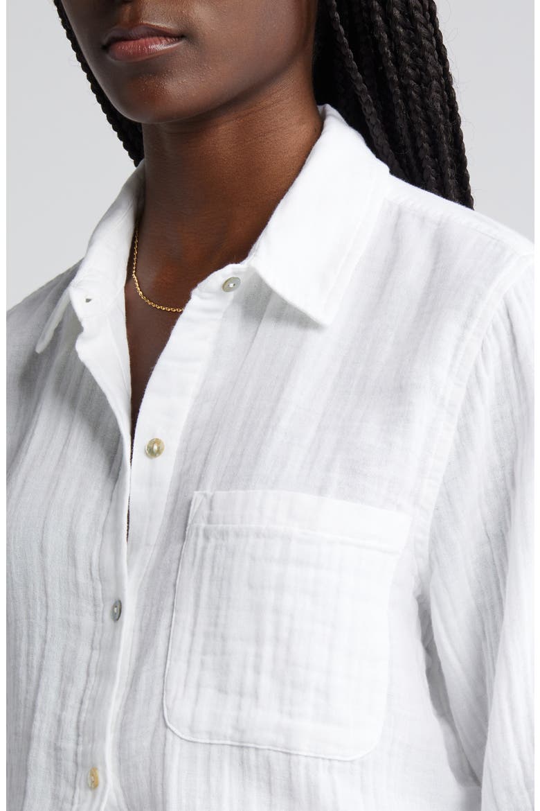 Ellis Cotton Gauze Button-Up Shirt, Alternate, color, WHITE