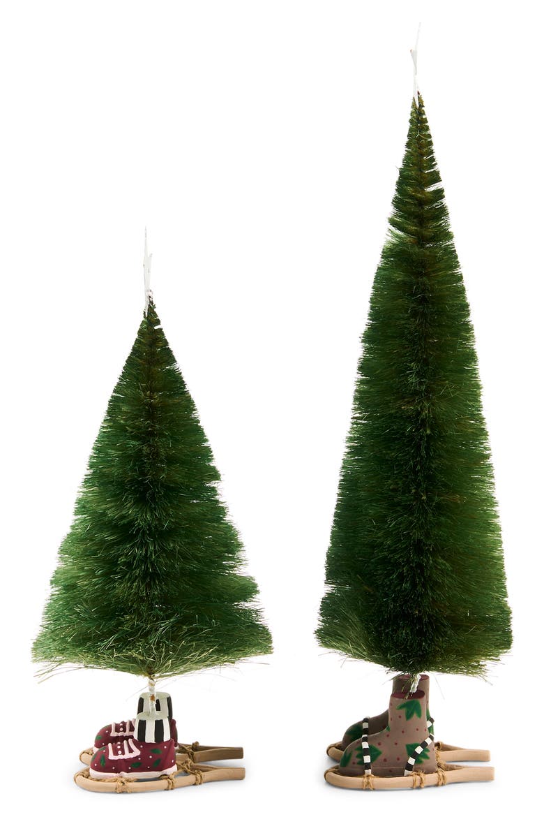Set of 2 Patience Brewster Mooseltoe Bottle Brush Trees, Alternate, color, RED