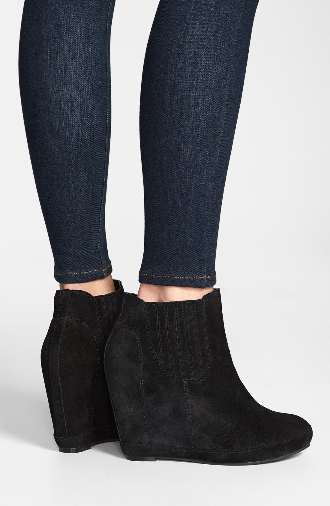 'Kellie' Wedge Bootie, Alternate, color, BLACK SUEDE