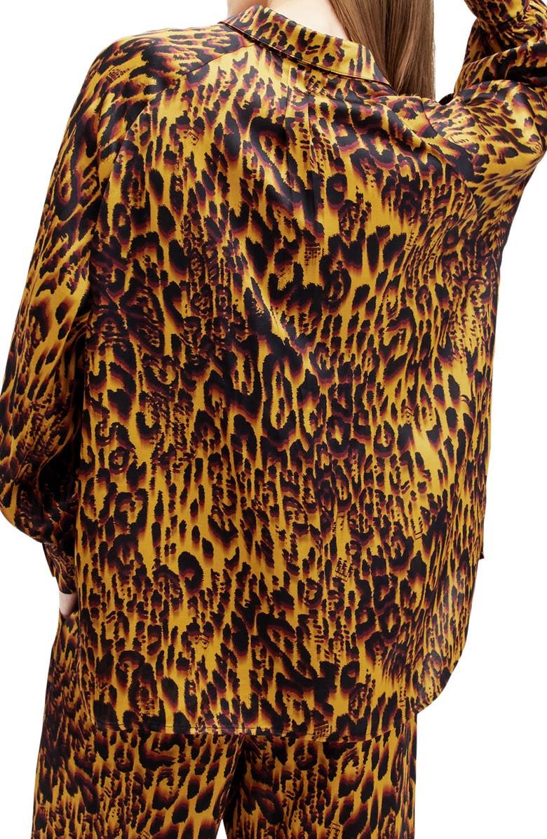 AllSaints Oana Print Button-Up Shirt, Alternate, color, Teresa Deep Yellow