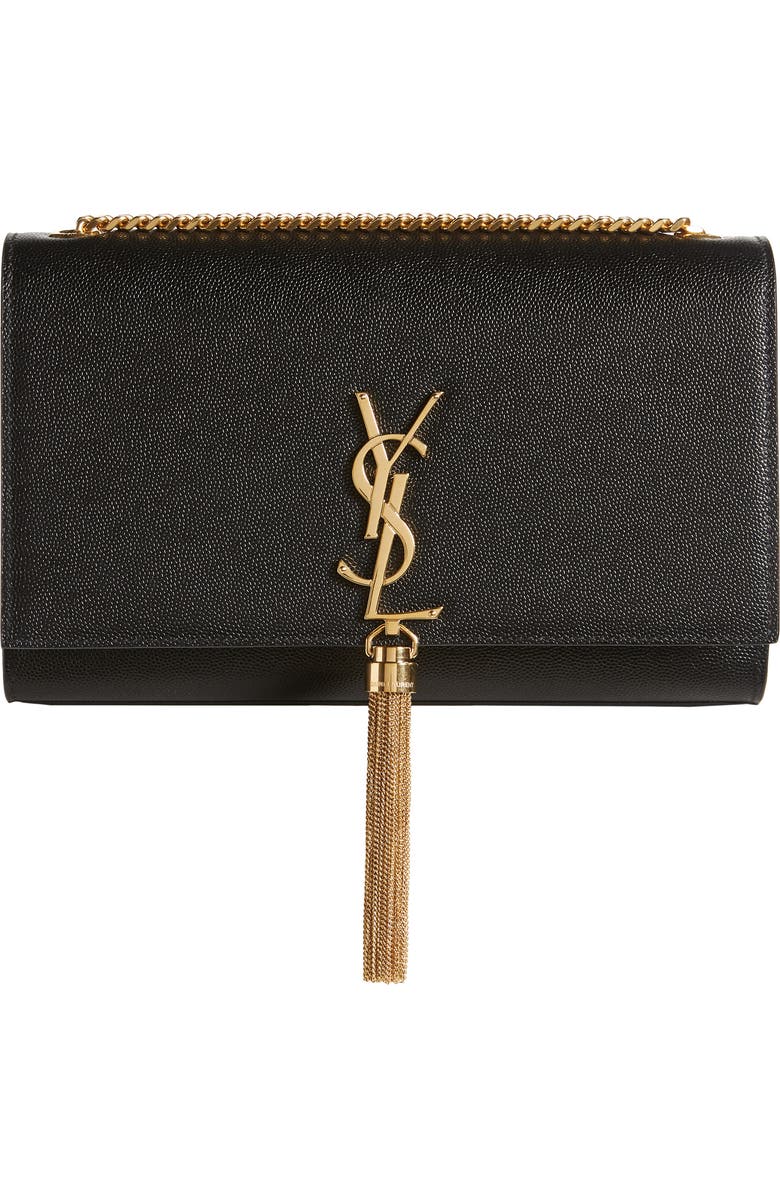 Saint Laurent Medium Kate Leather Wallet on a Chain, Main, color,
