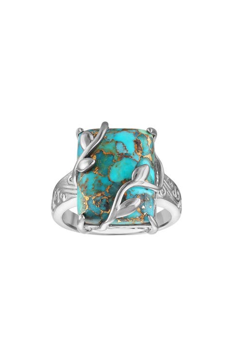 Turquoise Leaf Branch Statement Ring