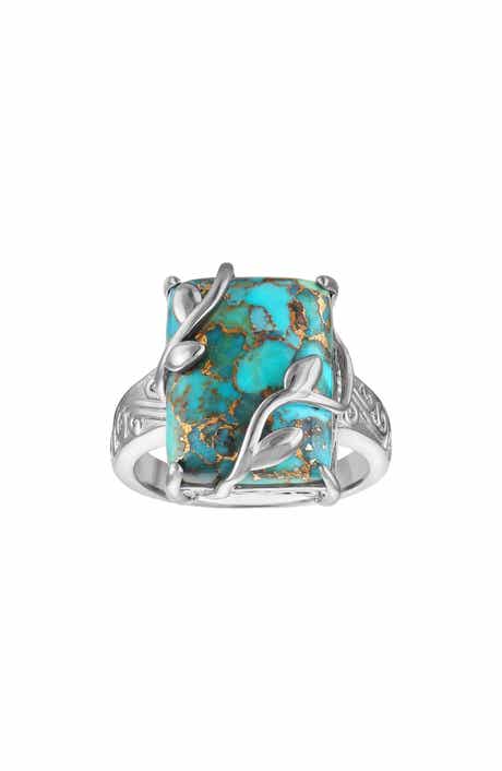 Turquoise Leaf Branch Statement Ring