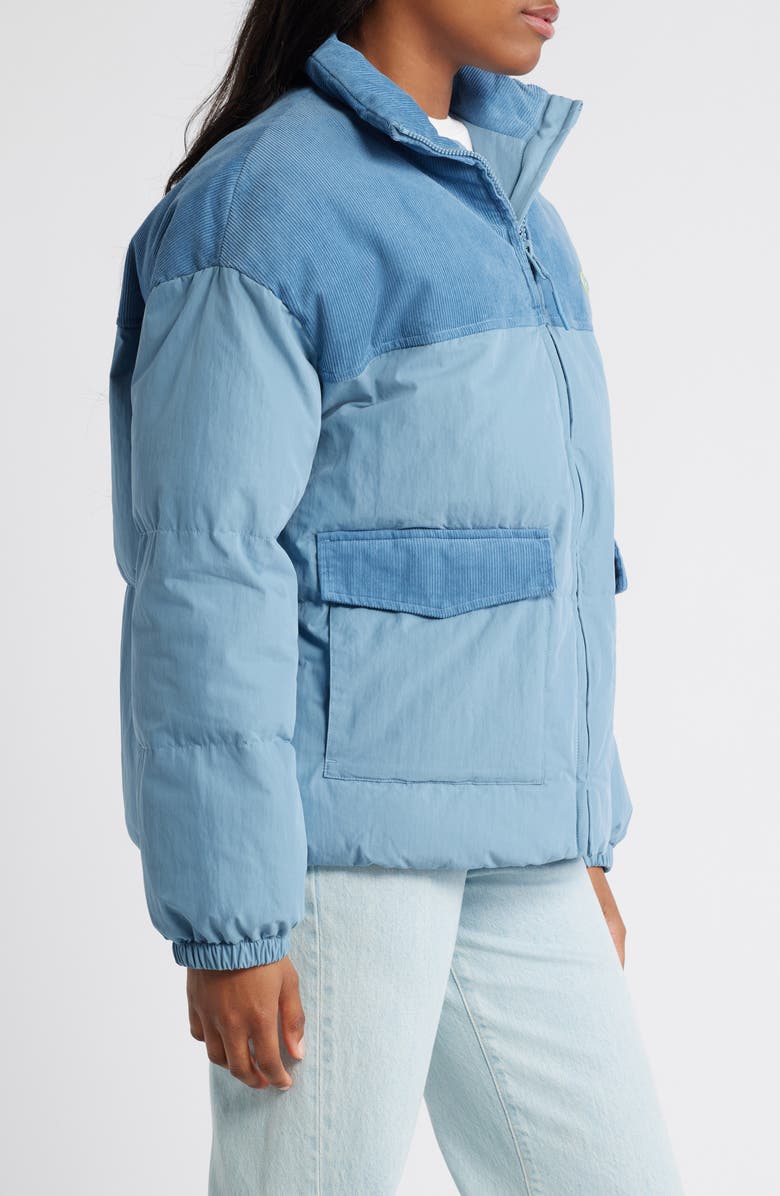 Rip Curl High Tide Mixed Media Cotton Puffer Jacket, Alternate, color, Dusty Blue