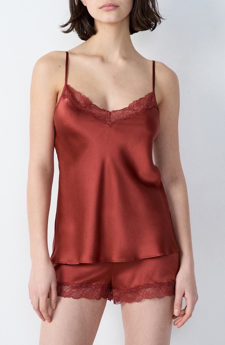Etam Milky Silk Camisole, Main, color, Brown