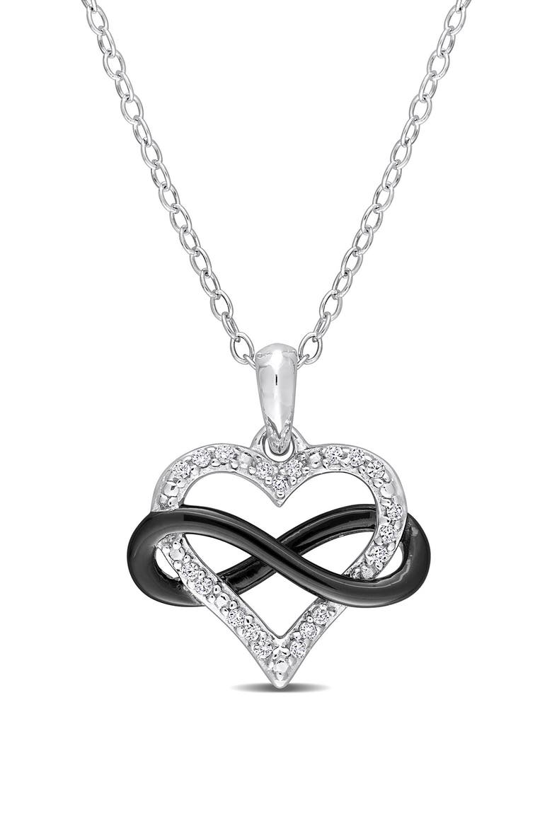 Sterling Silver Pavé CZ Infinity Heart Necklace, Main, color, BLACK