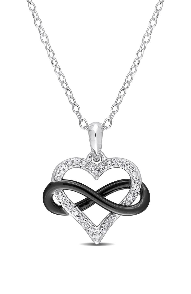 DELMAR Sterling Silver Pavé CZ Infinity Heart Necklace, Main, color, 