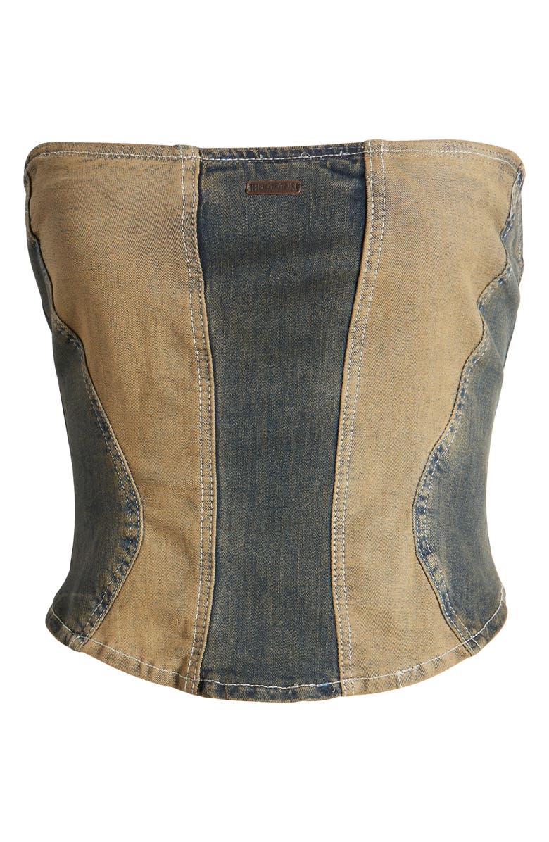 BDG Urban Outfitters Motocross Luna Paneled Denim Corset Top, Alternate, color, 