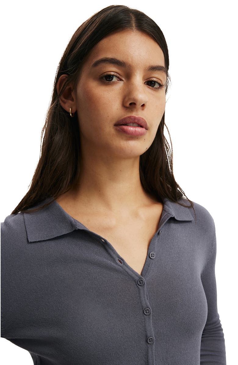 Cotton On Women's Knit Button Polo Long Sleeve, Alternate, color, 
