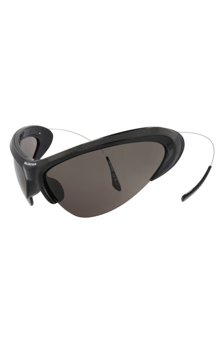 Balenciaga 91mm Shield Sunglasses, Alternate, color, Black Silver Grey