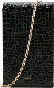 MANGO Croc Embossed Faux Leather Phone Crossbody Bag