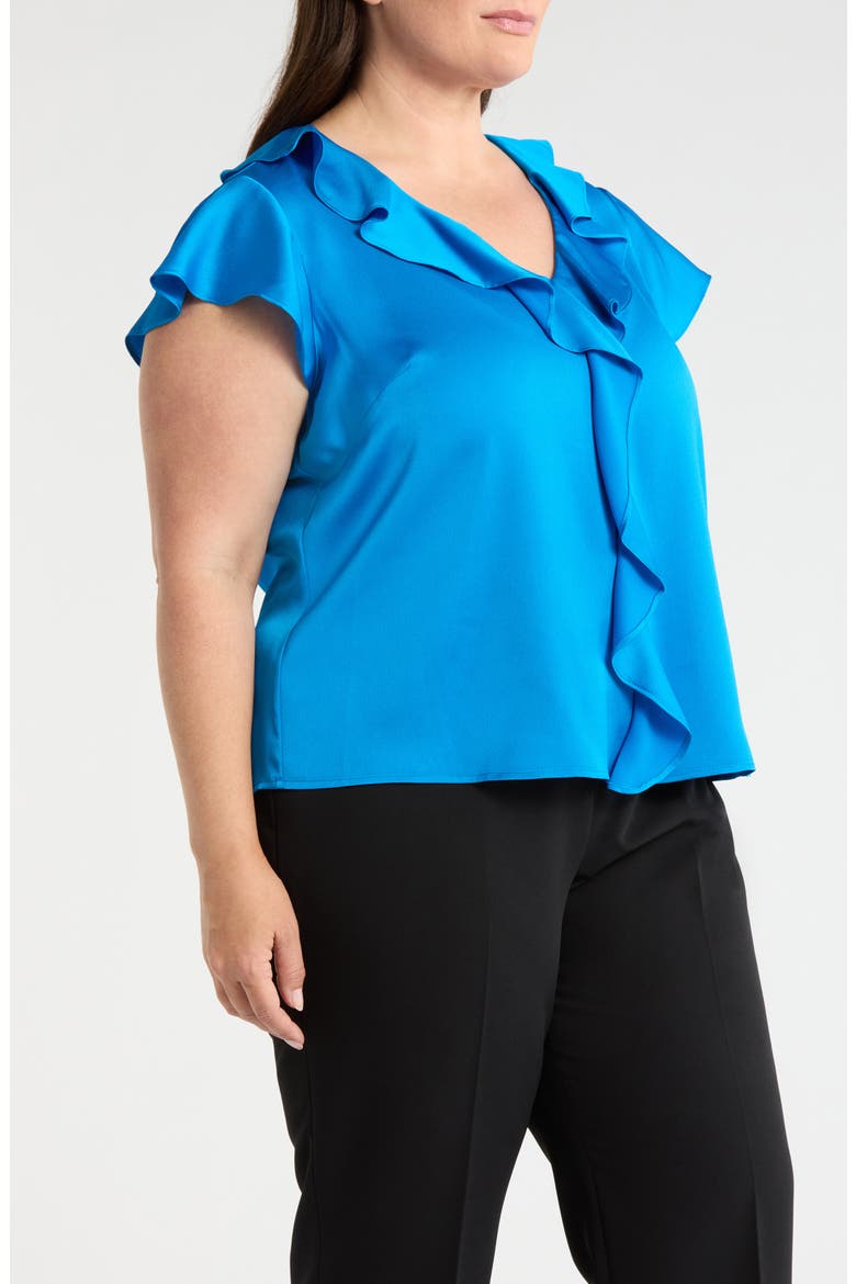 Ruffle Satin Top, Alternate, color, BLUE JEWEL