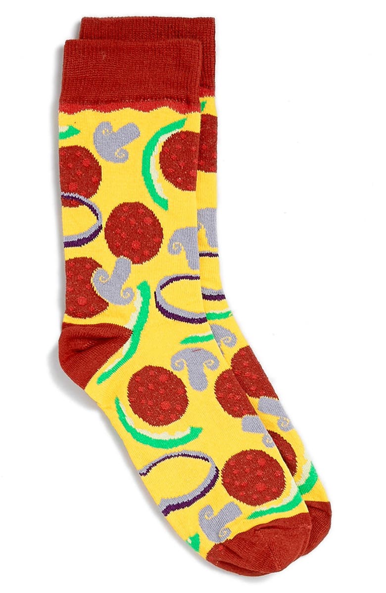 Topman Pizza Pattern Socks, Main, color, 