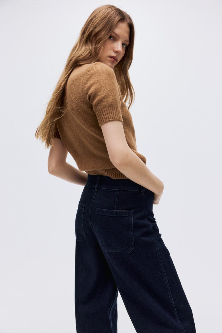 Wide High Ankle Jeans, Alternate, color, Dark denim blue