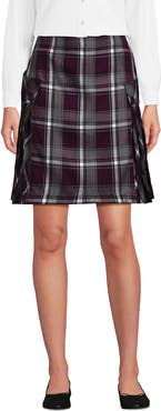 Lands' End School Uniform Young  Side Pleat Plaid Skort Above the Knee