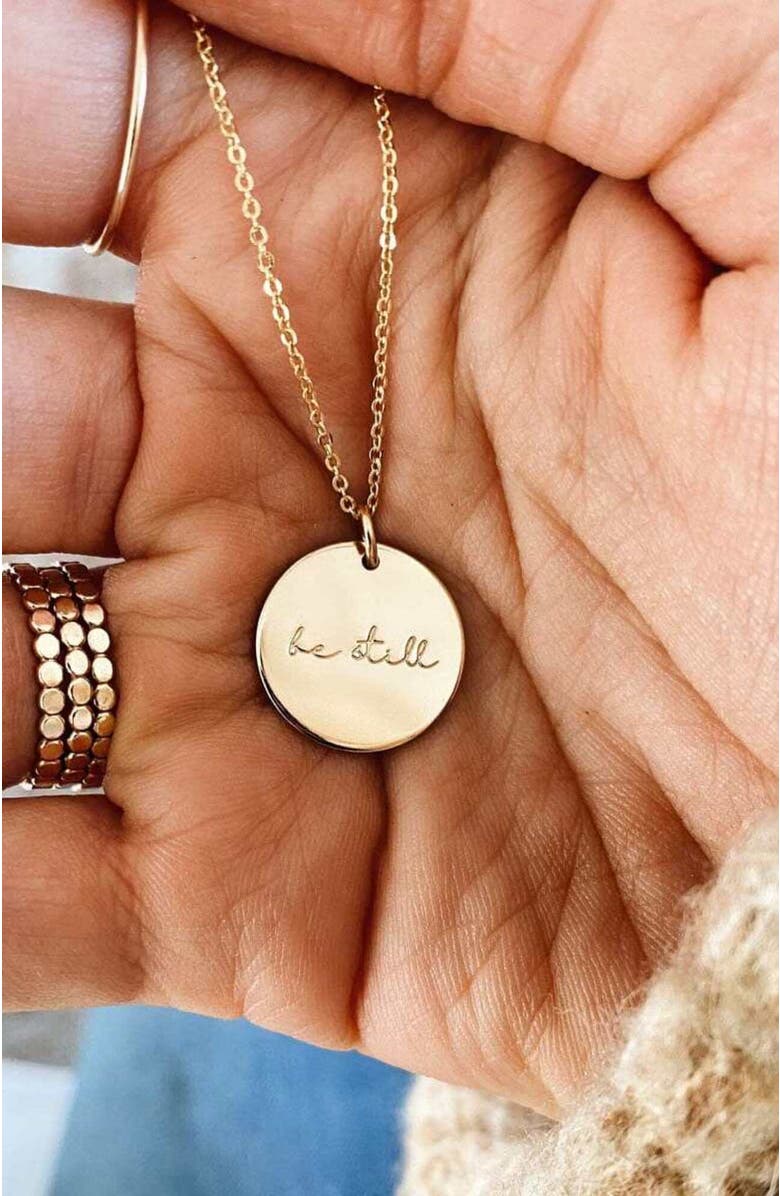 MADE BY MARY Pause Collection Disc Necklace, Alternate, color, Silver - Faith-Fear