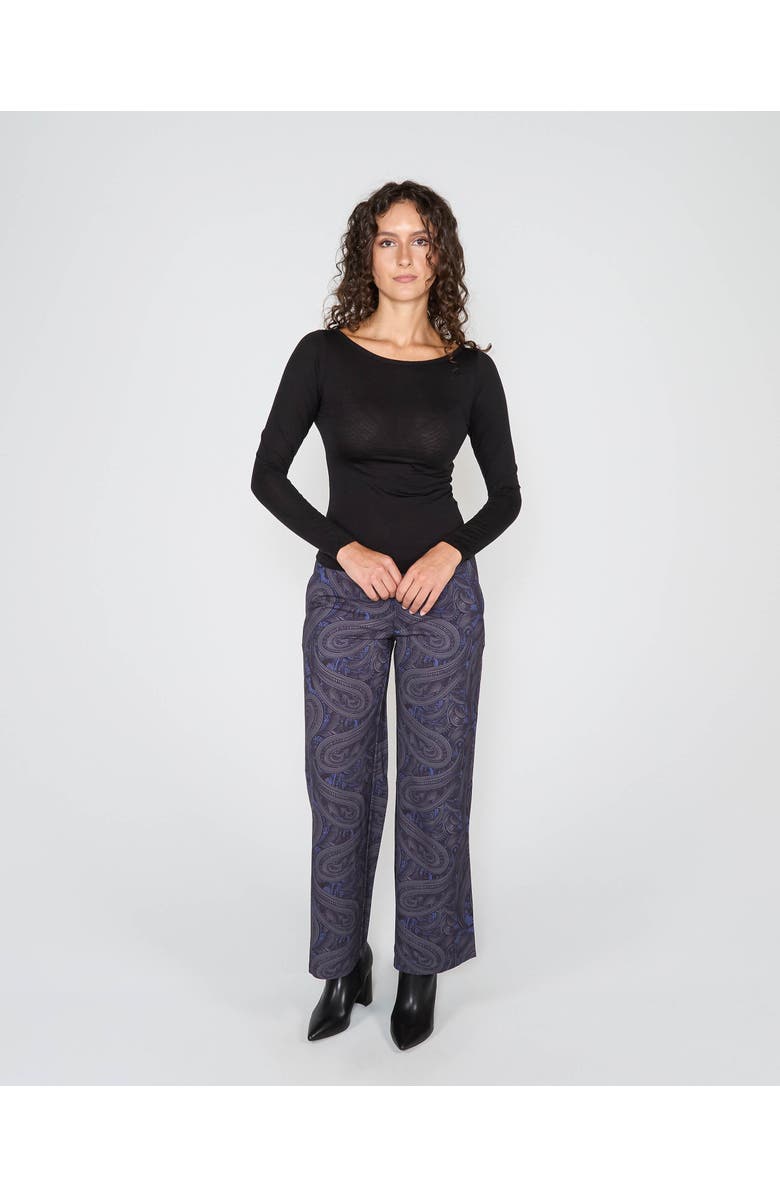 Lords of Harlech Carly Merino Long Sleeve Boatneck Shirt, Alternate, color, Black