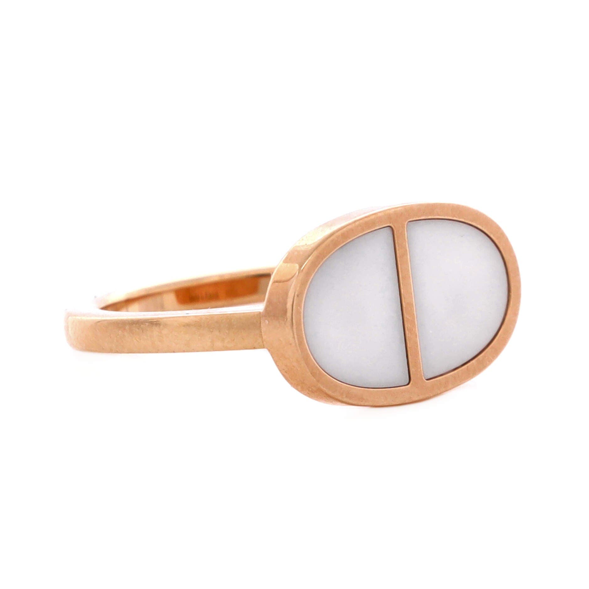 Chaine d'Ancre Verso Ring 18K Rose Gold with Ceramic Small, Alternate, color, Metallic Gold
