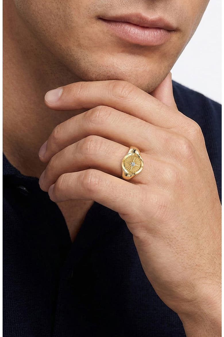 Men's Polaris 14k Gold Diamond Compass Signet Ring, Alternate, color, 14K YELLOW GOLD