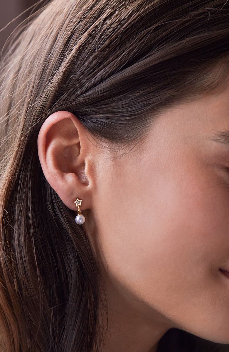 Estella Bartlett Star & Faux Pearl Drop Earrings, Alternate, color, Gold