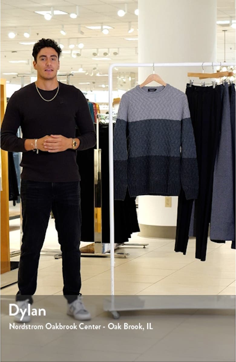 Color Block Merino Wool Blend Crewneck Sweater, sales video thumbnail