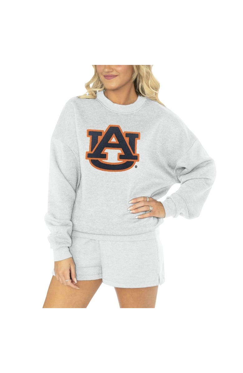 GAMEDAY COUTURE Women's Gameday Couture Ash Auburn Tigers Team Effort Pullover Sweatshirt & Shorts Sleep Set, Main, color, Ash