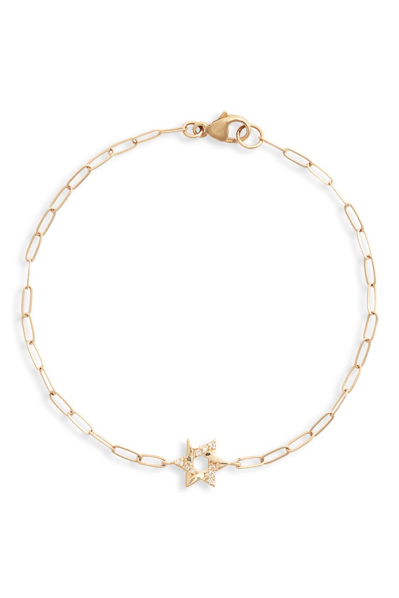Pavé Star of David Pendant Bracelet, Main, color, YELLOW GOLD