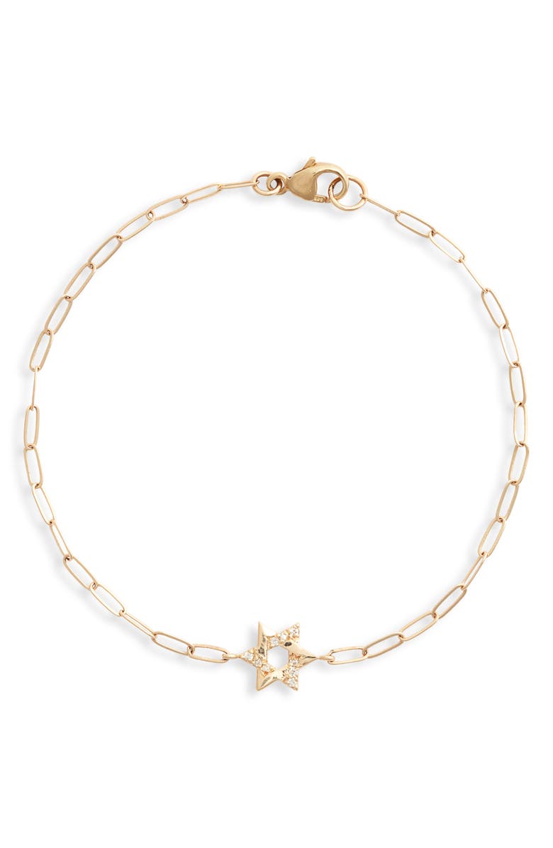 Anzie Pavé Star of David Pendant Bracelet, Main, color, Yellow Gold